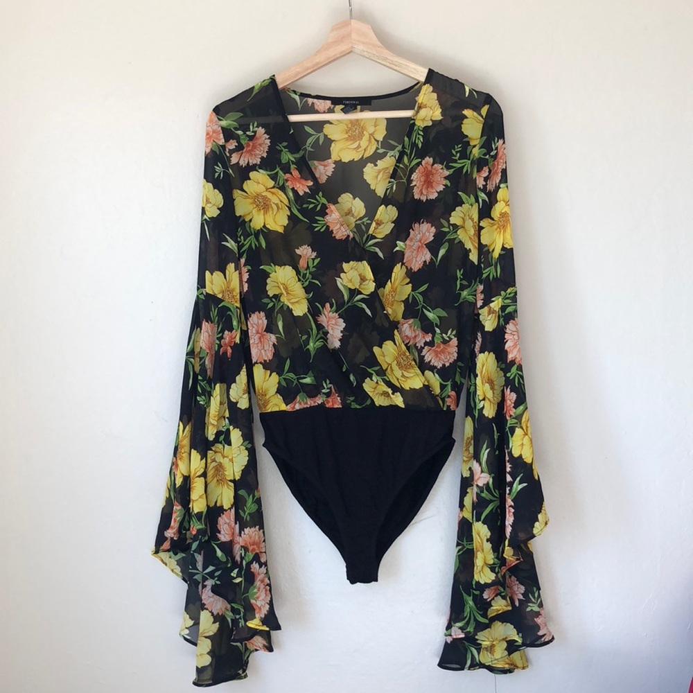 Floral Sheer Bodysuit Blouse